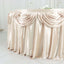 Satin 14ft Table Skirt Beige - Pleated Double Drape Table Cover