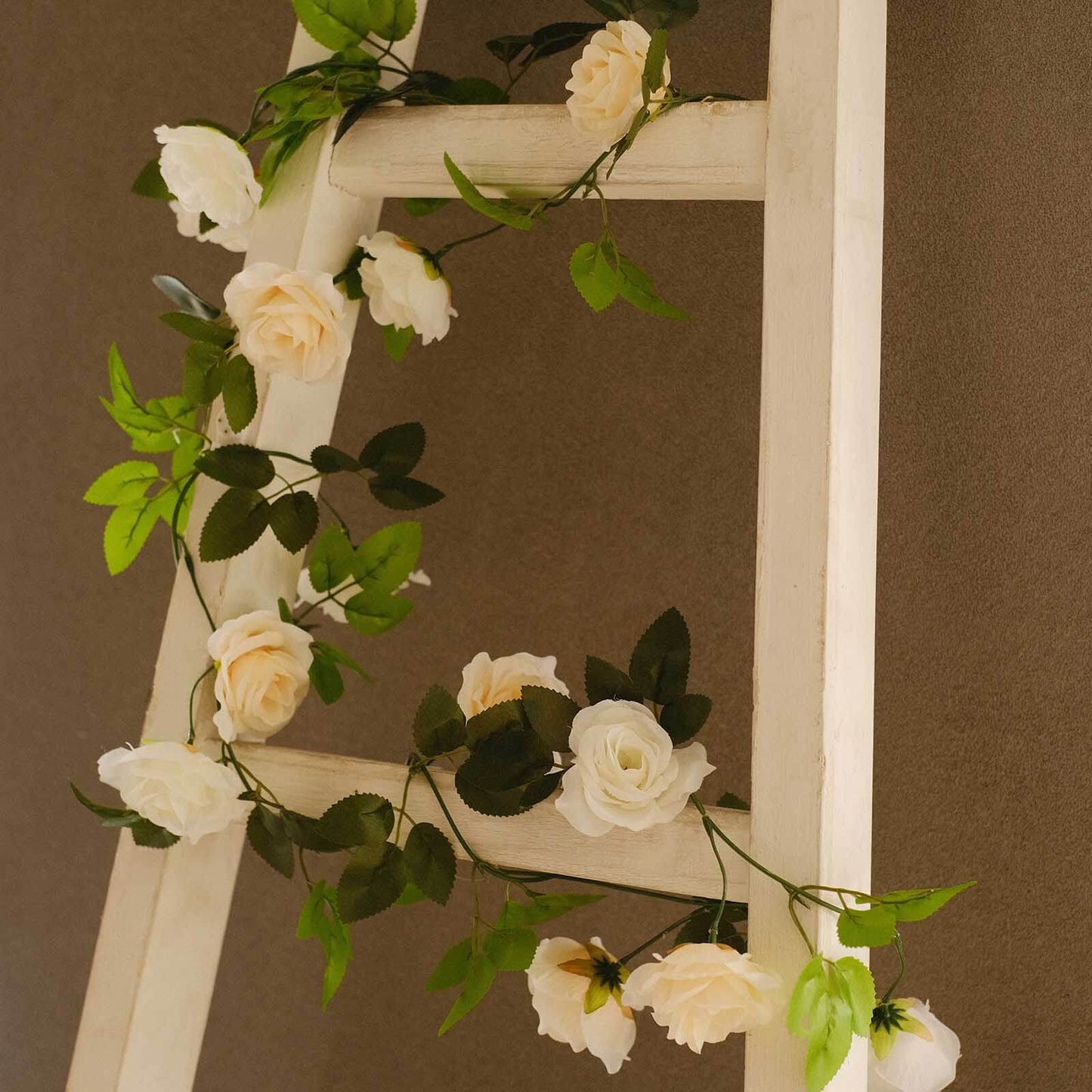 2 Pack 7ft Cream Ivory Artificial Silk Flower Garland Mini Rose Vines with 26 Flower Heads