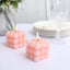 2-Pack LED Flameless Cube Candles Flickering Warm White Blush - Battery Operated Bubble Design 2"