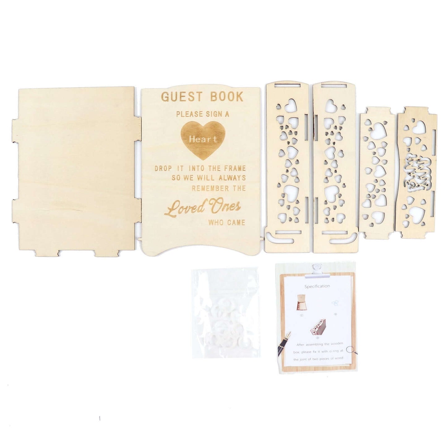 13" Wooden Heart Drop Top Frame Wedding Guest Book Alternative, Rustic Sign Display Stand