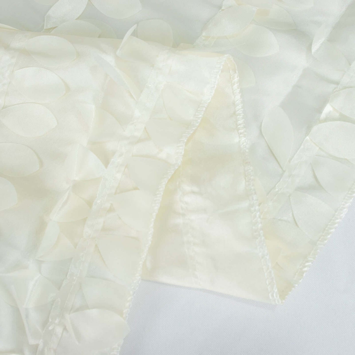 Taffeta 72"x72" Table Overlay Square Tablecloth Ivory - 3D Leaf Petal Table Cover