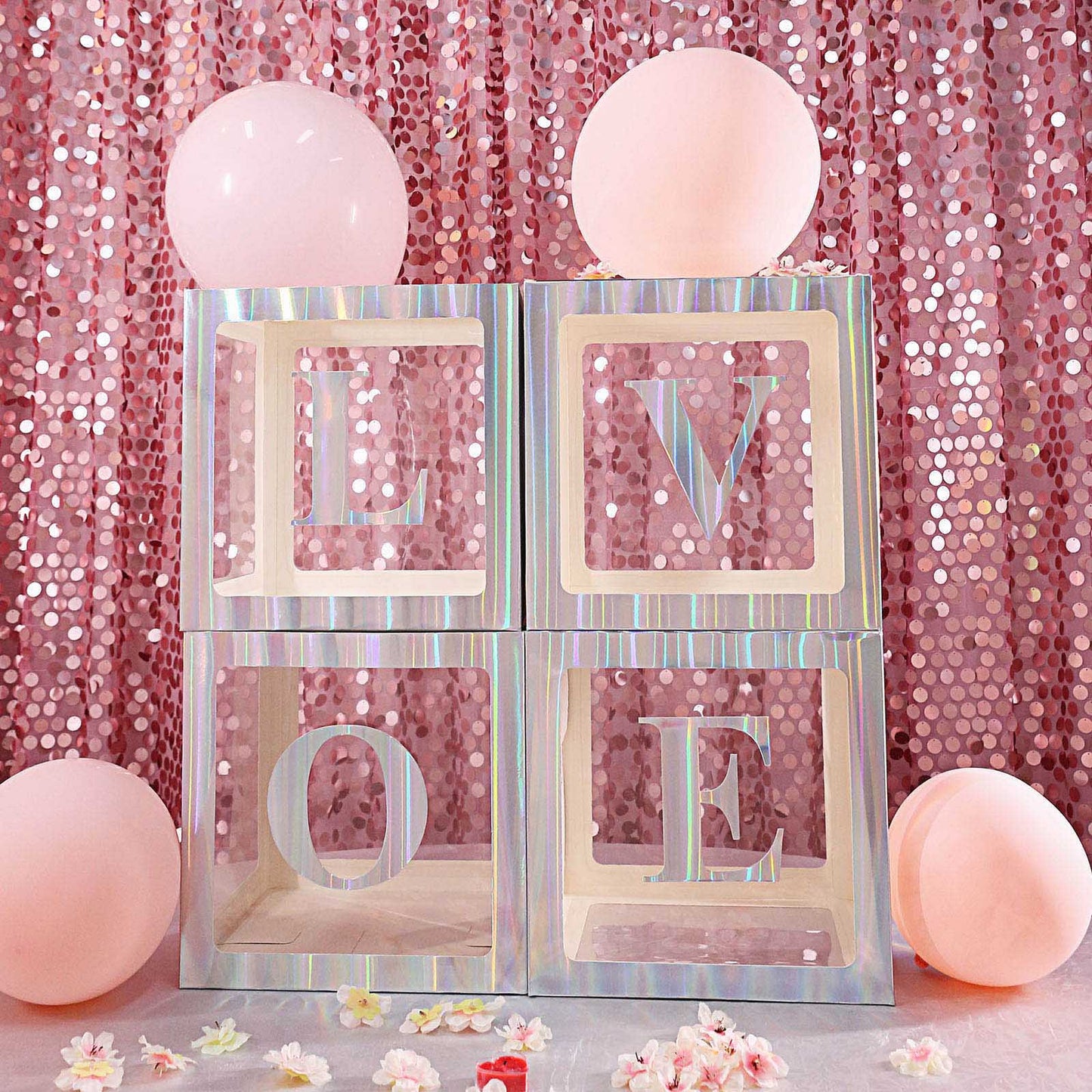 4 Pack 5" Iridescent Alphabet Stickers Banner, Customizable Stick on Letters - A