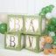 4 Pack Green Foliage Leaves Boho Design DIY Prop Balloon Boxes, Gender Neutral Baby Shower Party Decorations