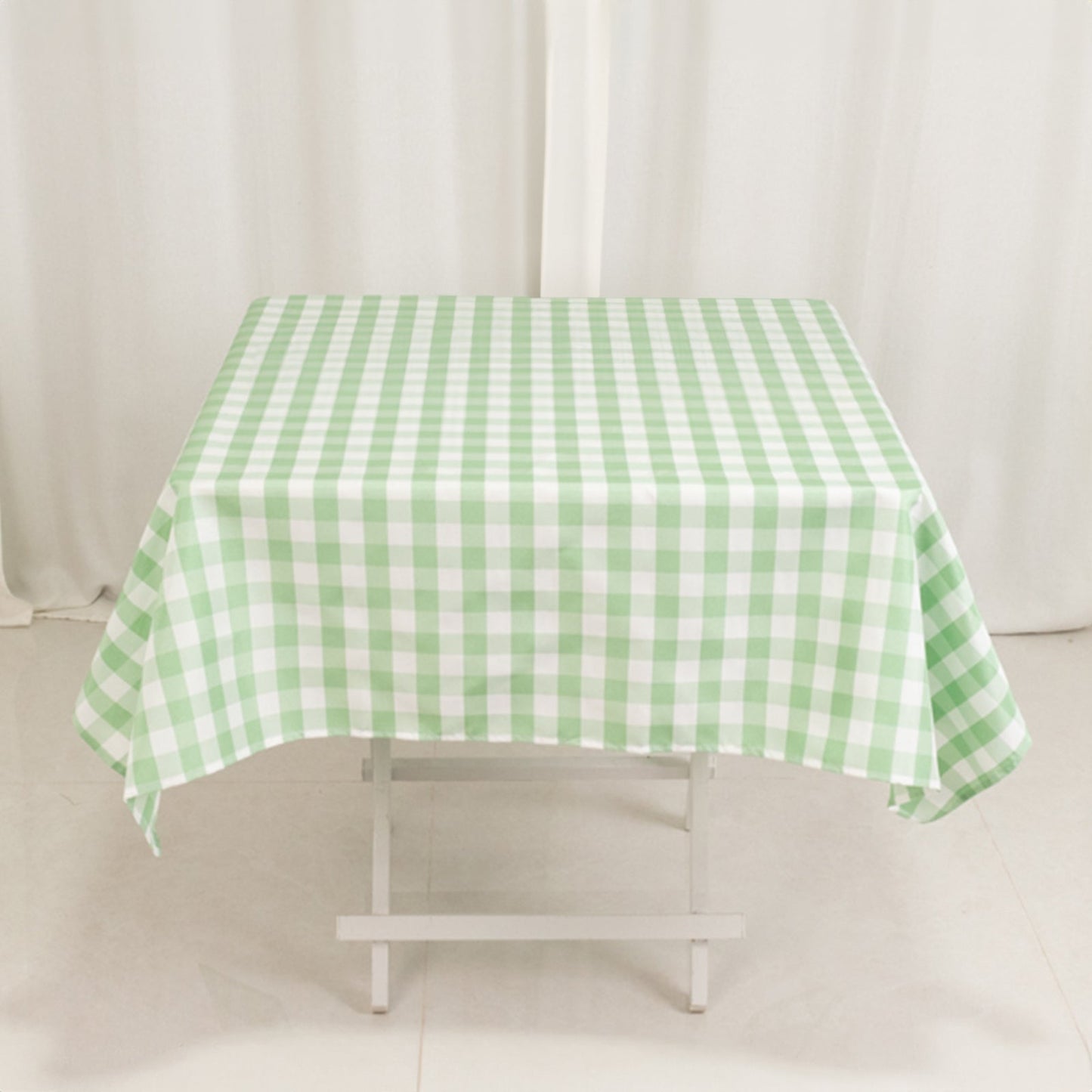 Polyester 54"x54" Square Tablecloth White/Sage Green - Checkered Buffalo Plaid Design for Casual Table Settings