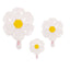 Set of 10 White Daisy Flower-Shaped Mylar Foil Balloons, Assorted Floral Balloon Party Decorations with Balloon Dots - 10", 19", 27"