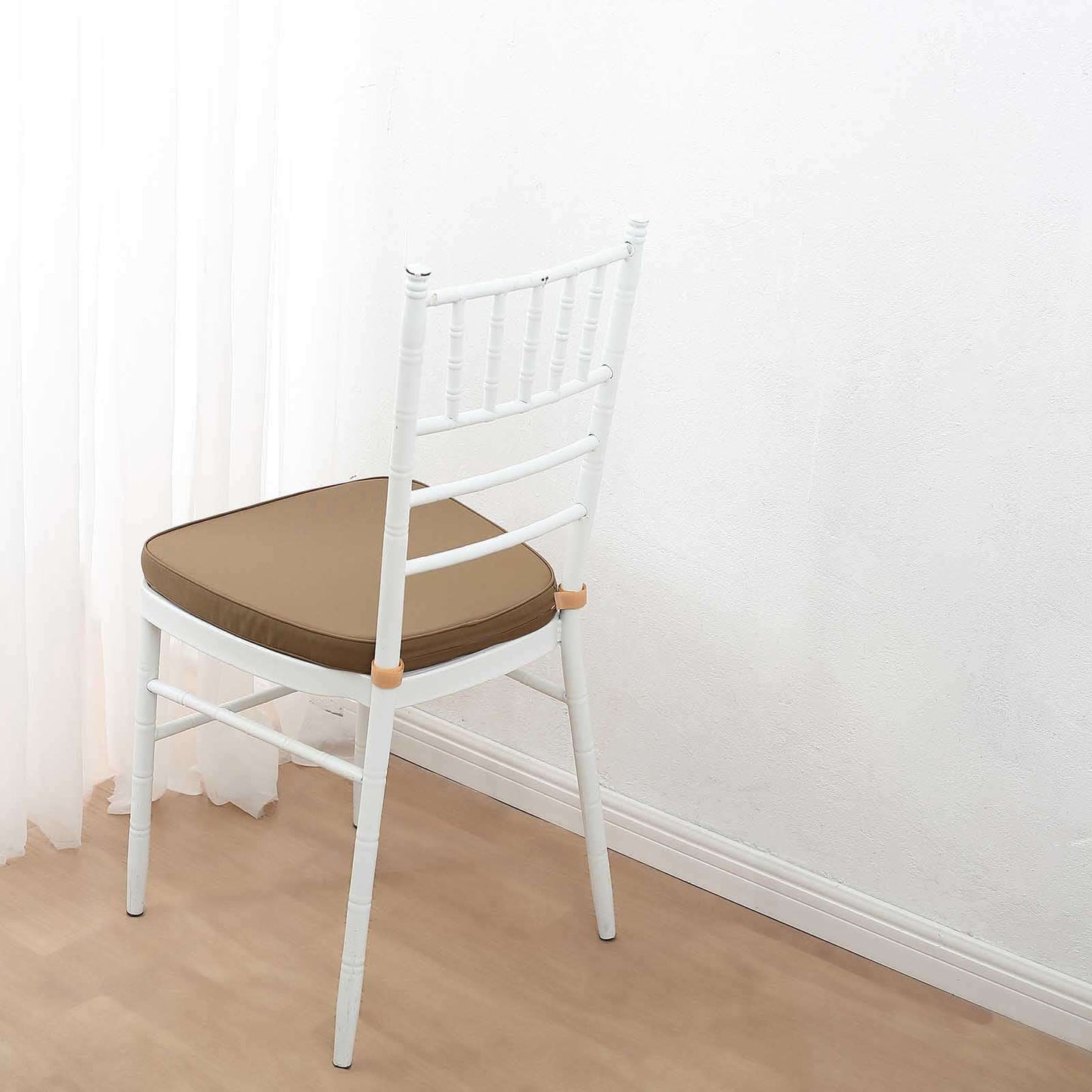 Chiavari Chair Cushion with 1.5" Thick Memory Foam and Ties Taupe - Stylish Removable Cover for Comfort