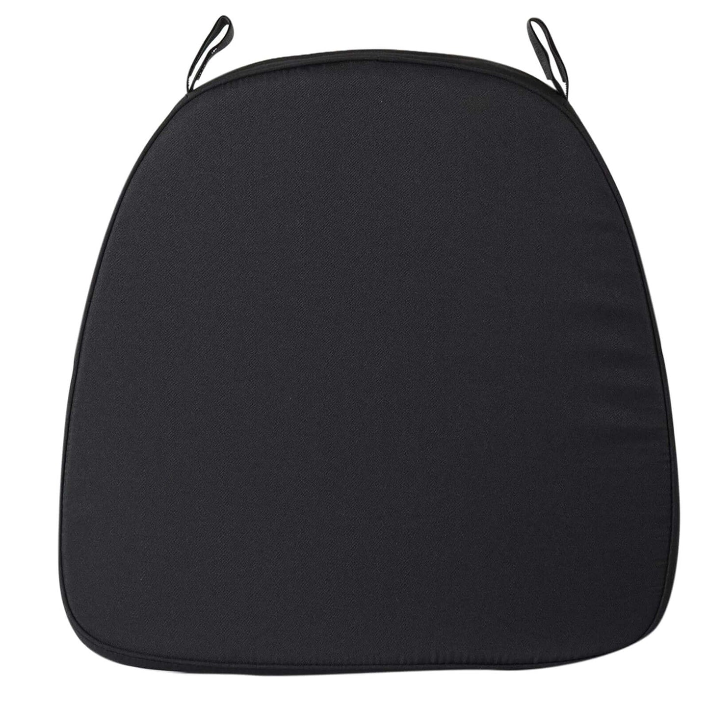 Chiavari Chair Cushion with 1.5" Thick Memory Foam and Ties Black - Stylish Removable Cover for Comfort - Linen Luxes