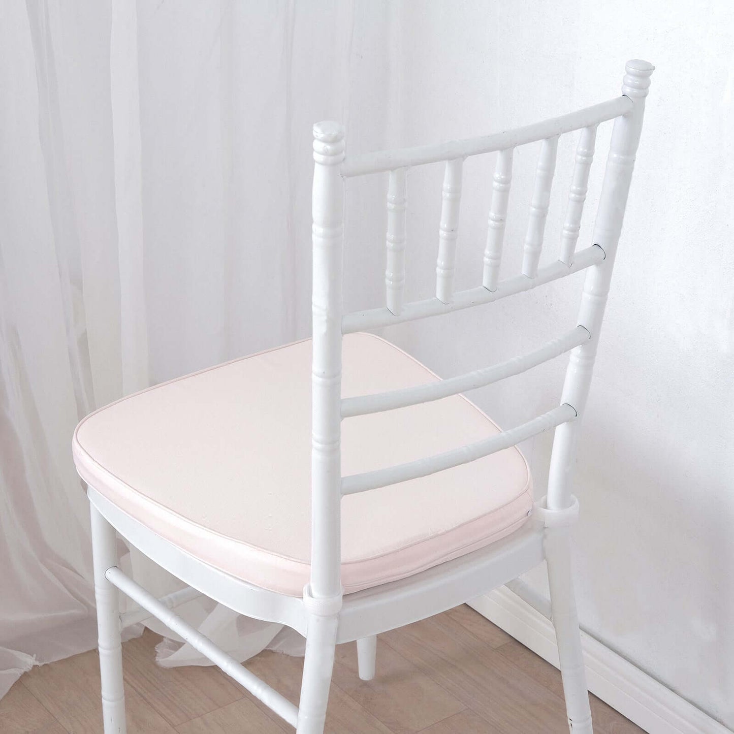 Chiavari Chair Cushion with 1.5" Thick Memory Foam and Ties Blush - Stylish Removable Cover for Comfort - Linen Luxes