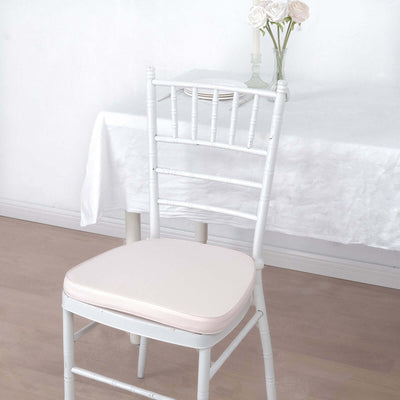 Chiavari Chair Cushion with 1.5" Thick Memory Foam and Ties Blush - Stylish Removable Cover for Comfort - Linen Luxes