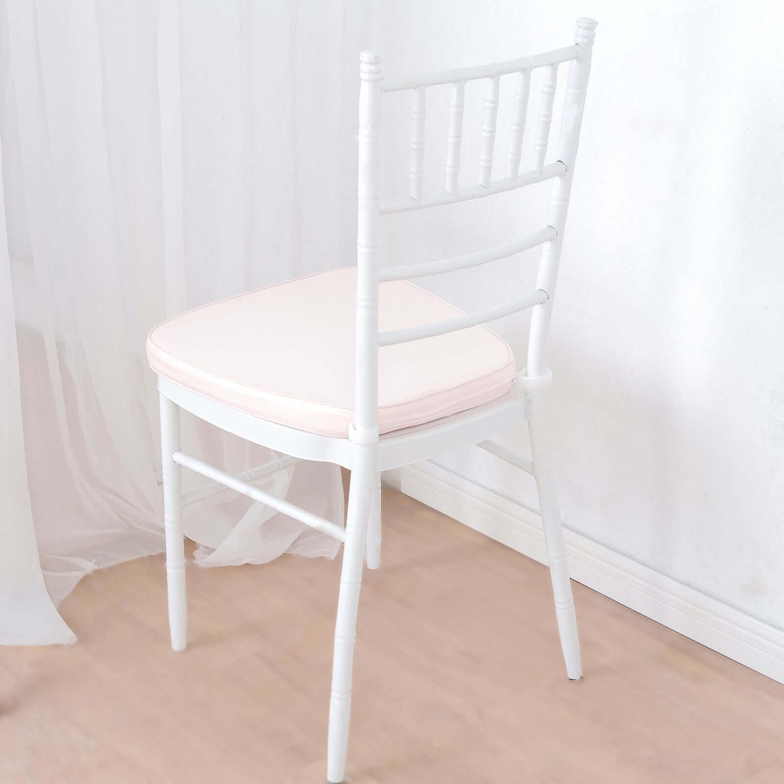 Chiavari Chair Cushion with 1.5" Thick Memory Foam and Ties Blush - Stylish Removable Cover for Comfort - Linen Luxes
