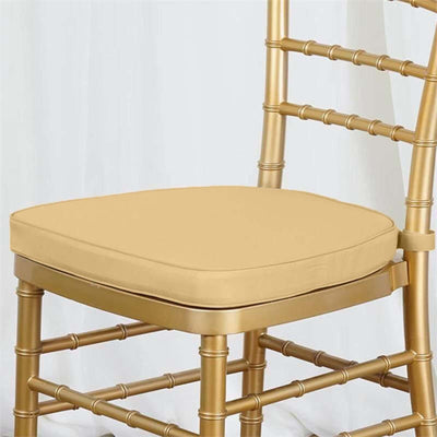 Chiavari Chair Cushion with 1.5" Thick Memory Foam and Ties Champagne - Stylish Removable Cover for Comfort - Linen Luxes