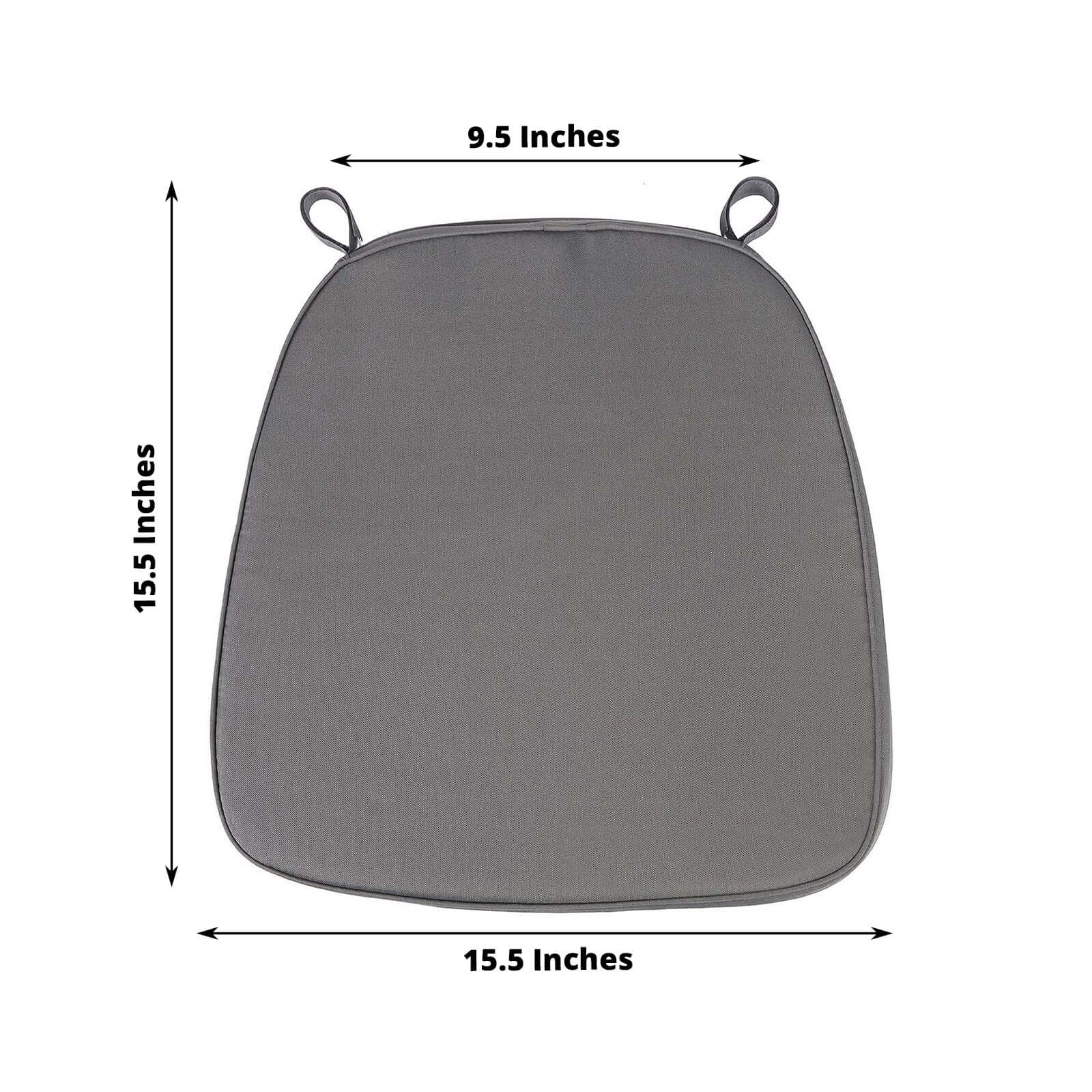 Chiavari Chair Cushion with 1.5" Thick Memory Foam and Ties Charcoal Gray - Stylish Removable Cover for Comfort - Linen Luxes