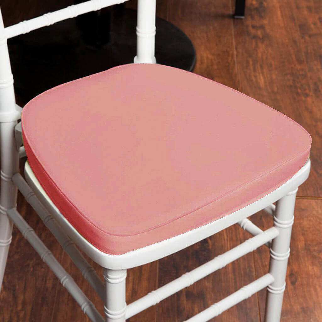 Chiavari Chair Cushion with 1.5" Thick Memory Foam and Ties Dusty Rose - Stylish Removable Cover for Comfort - Linen Luxes