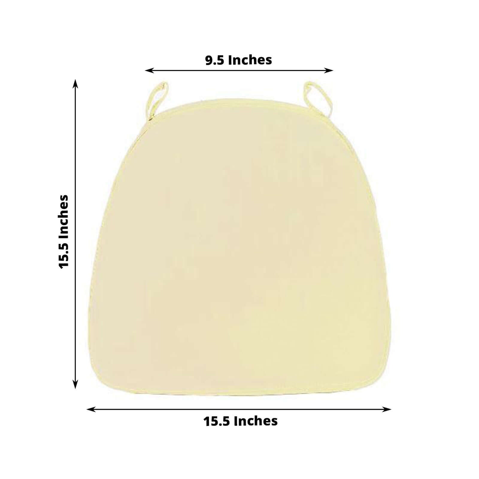 Chiavari Chair Cushion with 1.5" Thick Memory Foam and Ties Ivory - Stylish Removable Cover for Comfort - Linen Luxes