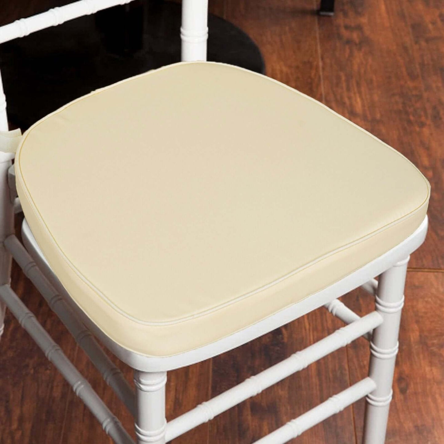 Chiavari Chair Cushion with 1.5" Thick Memory Foam and Ties Ivory - Stylish Removable Cover for Comfort - Linen Luxes