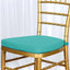 Chiavari Chair Cushion with 1.5" Thick Memory Foam and Ties Turquoise - Stylish Removable Cover for Comfort - Linen Luxes