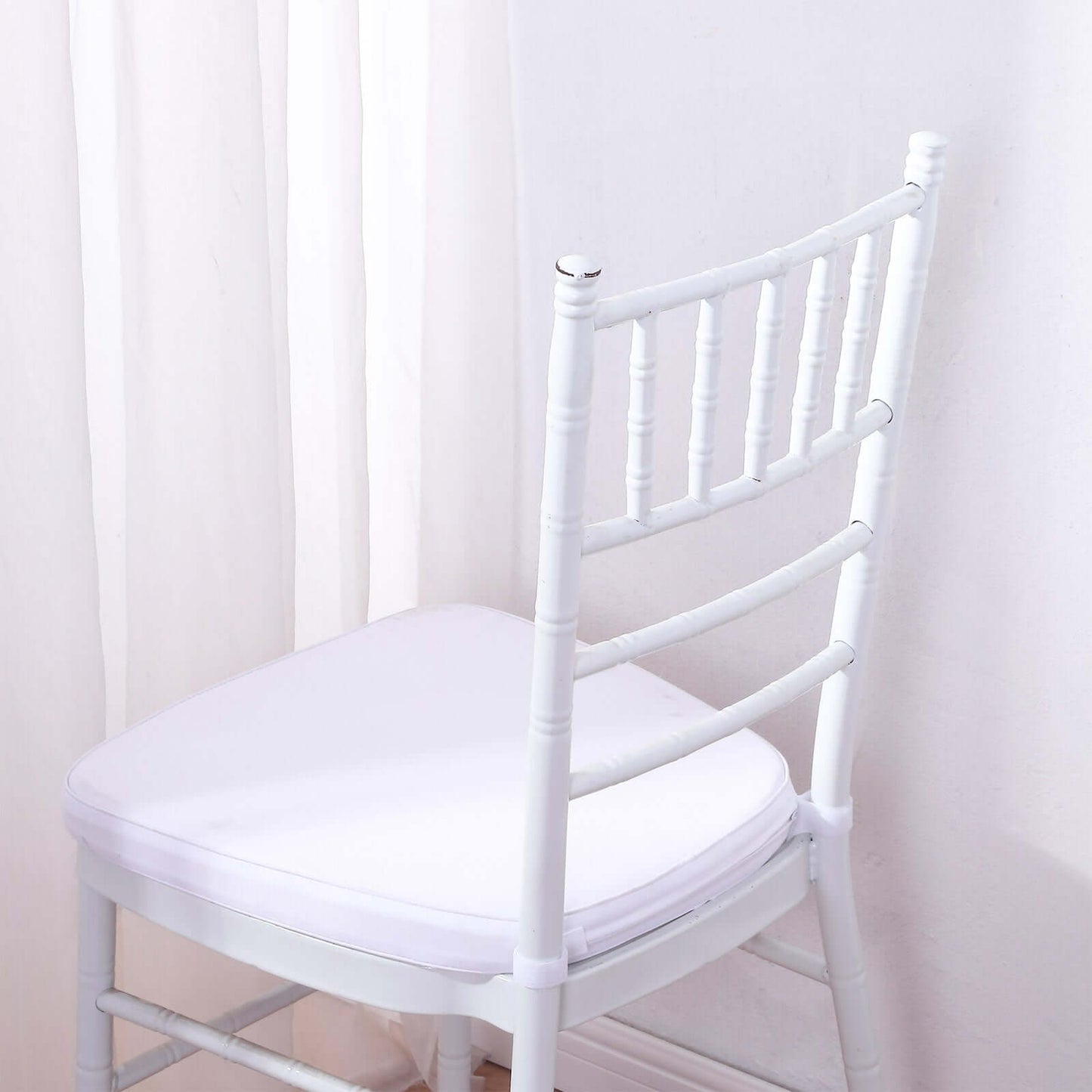 Chiavari Chair Cushion with 1.5" Thick Memory Foam and Ties White - Stylish Removable Cover for Comfort - Linen Luxes