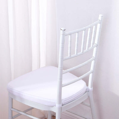 Chiavari Chair Cushion with 1.5" Thick Memory Foam and Ties White - Stylish Removable Cover for Comfort - Linen Luxes