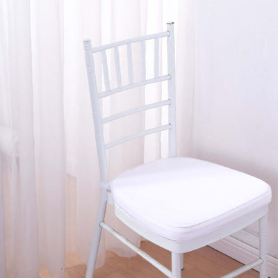 Chiavari Chair Cushion with 1.5" Thick Memory Foam and Ties White - Stylish Removable Cover for Comfort - Linen Luxes