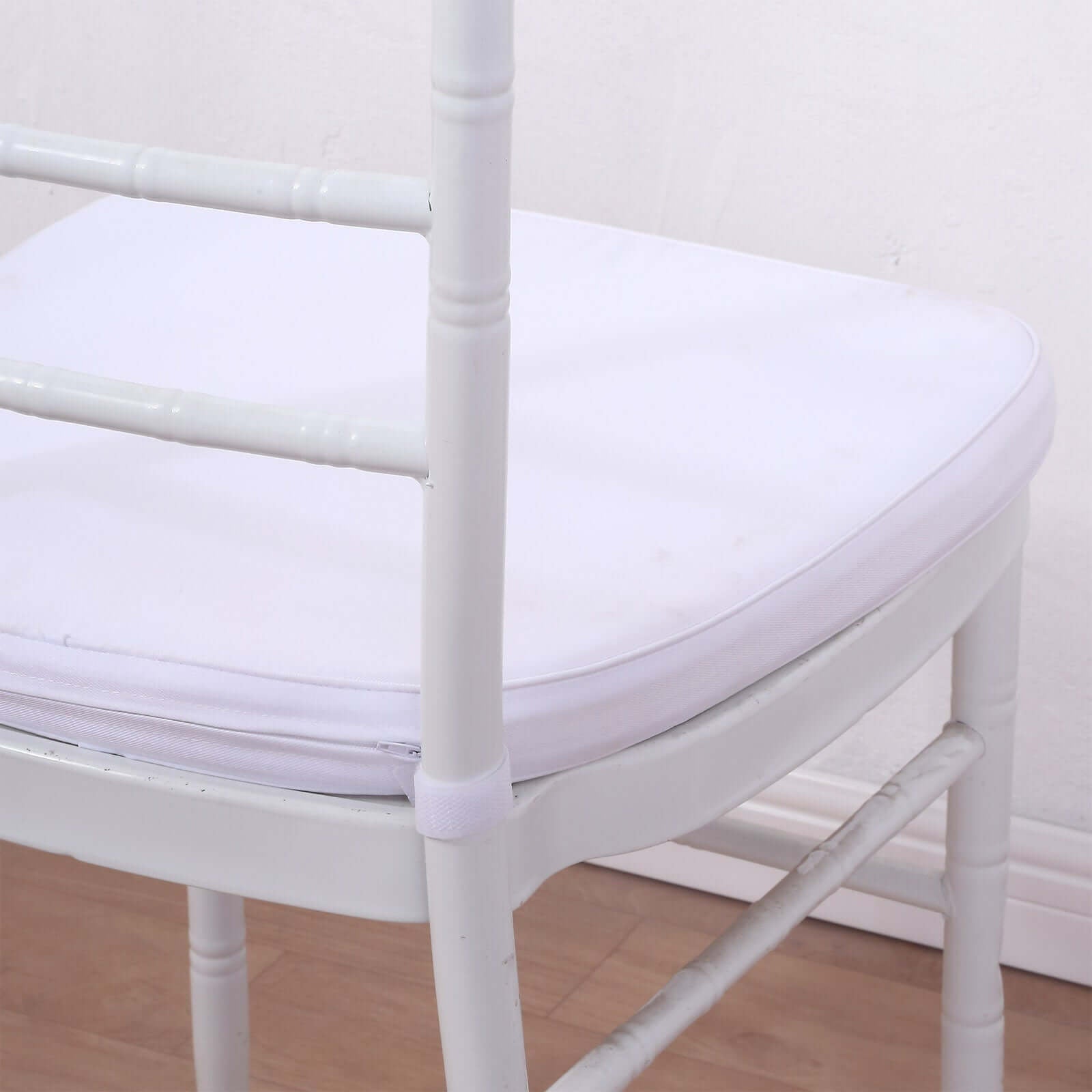 Chiavari Chair Cushion with 1.5" Thick Memory Foam and Ties White - Stylish Removable Cover for Comfort - Linen Luxes