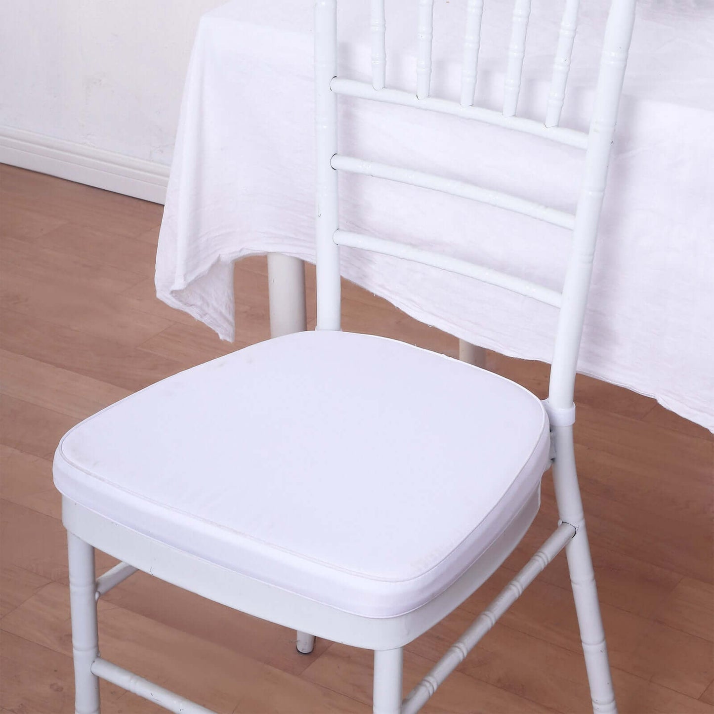 Chiavari Chair Cushion with 1.5" Thick Memory Foam and Ties White - Stylish Removable Cover for Comfort - Linen Luxes