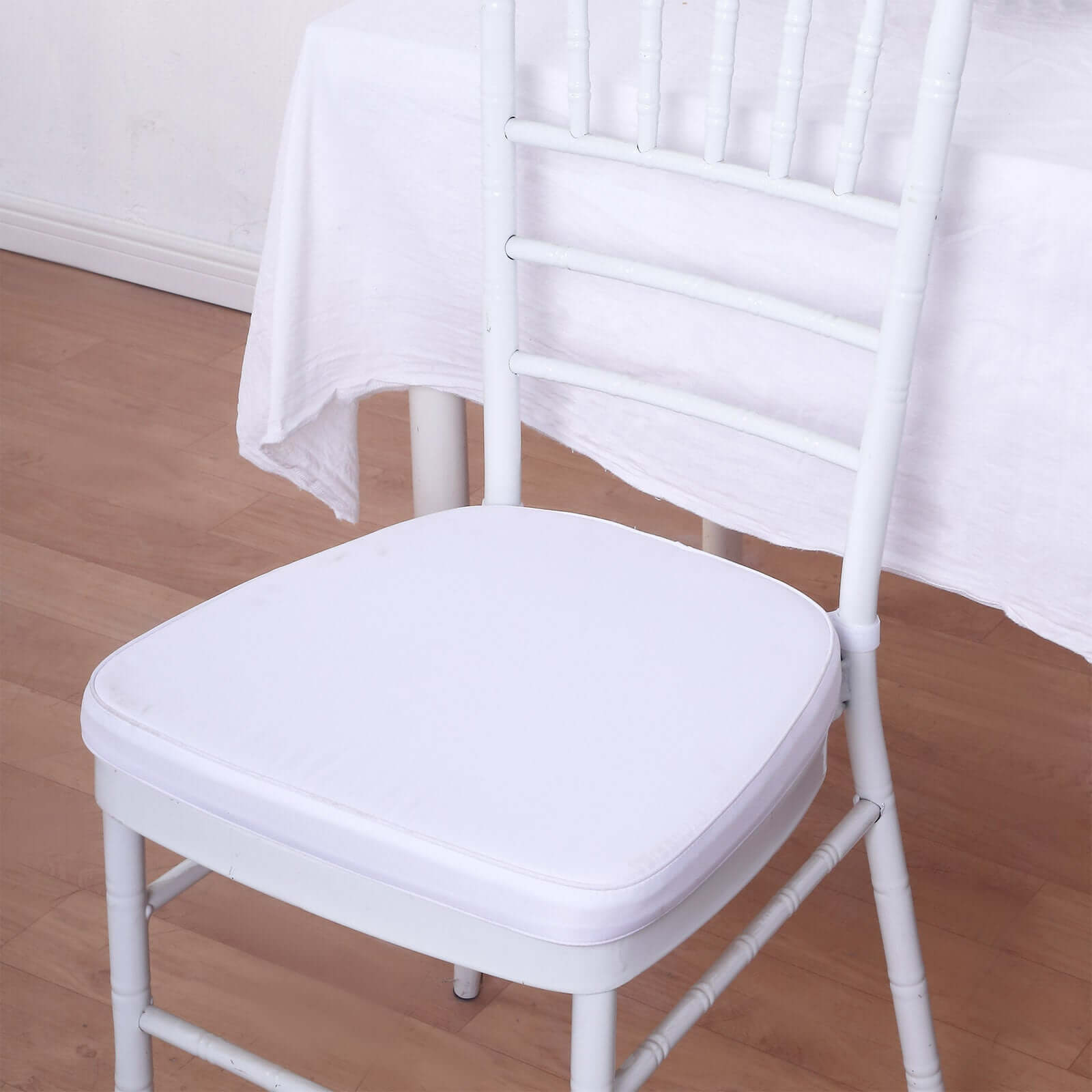 Chiavari Chair Cushion with 1.5" Thick Memory Foam and Ties White - Stylish Removable Cover for Comfort - Linen Luxes