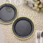 10-Pack Plastic 7" Round Appetizer Plates in Black with Gold Rim - Sleek Disposable Salad Plates for Banquets & Special Occasions