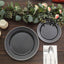 10-Pack Black Plastic Dessert Plates â€“ 8" Round with Silver Beaded Rim, Disposable for Parties & Events