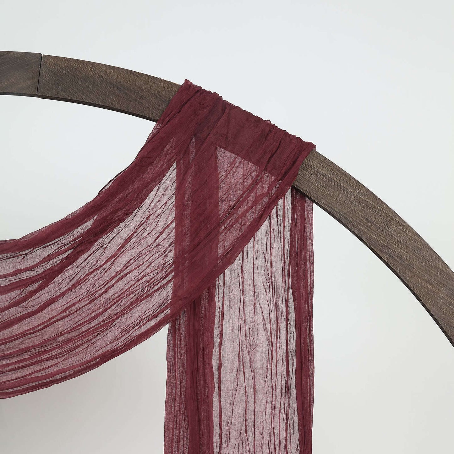 20ft Burgundy Gauze Cheesecloth Fabric Wedding Arch Drapery, Window Scarf Valance, Boho Decor Arbor Curtain Panel