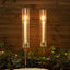 2-Pack Gold Metal Taper Candlestick Holders, Clear Glass Hurricane Candle Stands With Chimney Candle Shades 16"