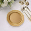 10-Pack Plastic 8" Round Dessert Plates in Gold with Gold Scalloped Rim - Disposable Appetizer/Salad Plates