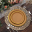 25-Pack Kraft Paper 8" Round Dessert Plates in Natural Brown with Gold Lined Rim - Disposable Salad Appetizer Plates for Rustic & Vintage Inspired Events