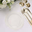 12-Pack Plastic 7" Round Salad Plates Clear with Gold Glitters & Floral Edge