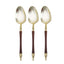 24-Pack Plastic Dessert Spoons with Roman Column Handle Gold/Brown - European Style Disposable Utensils 6"