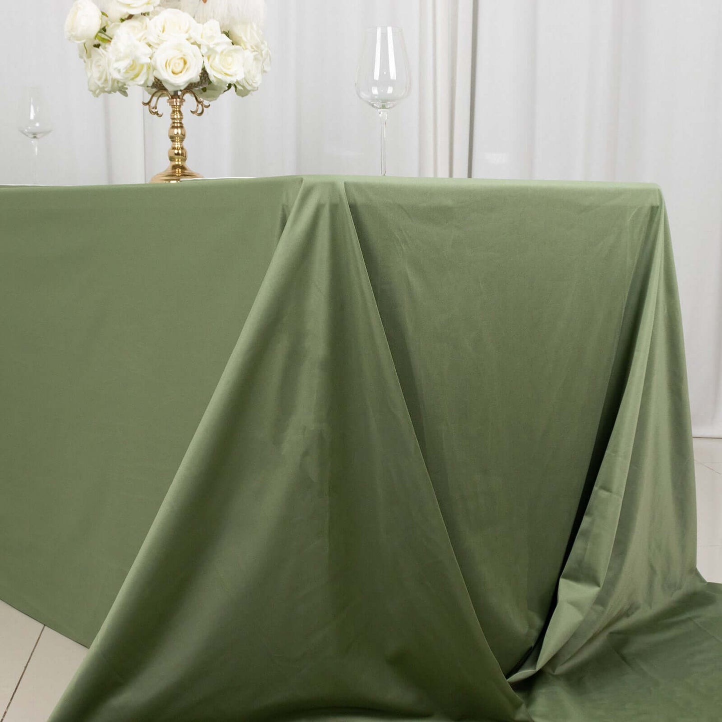 Scuba Rectangular 90"x156" Tablecloth Dusty Sage Green - Wrinkle Free, Stain Resistant & Seamless Table Cover