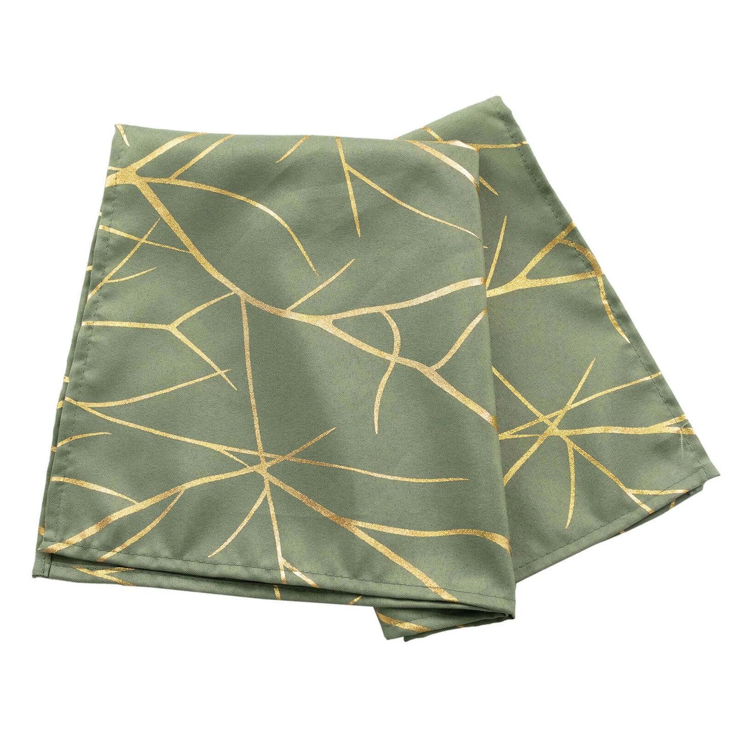 5 Pack Polyester 20"x20" Napkins Dusty Sage Green with Gold Foil Tree Branch Pattern - Modern Wrinkle Resistant Cloth Napkins for Weddings & Parties