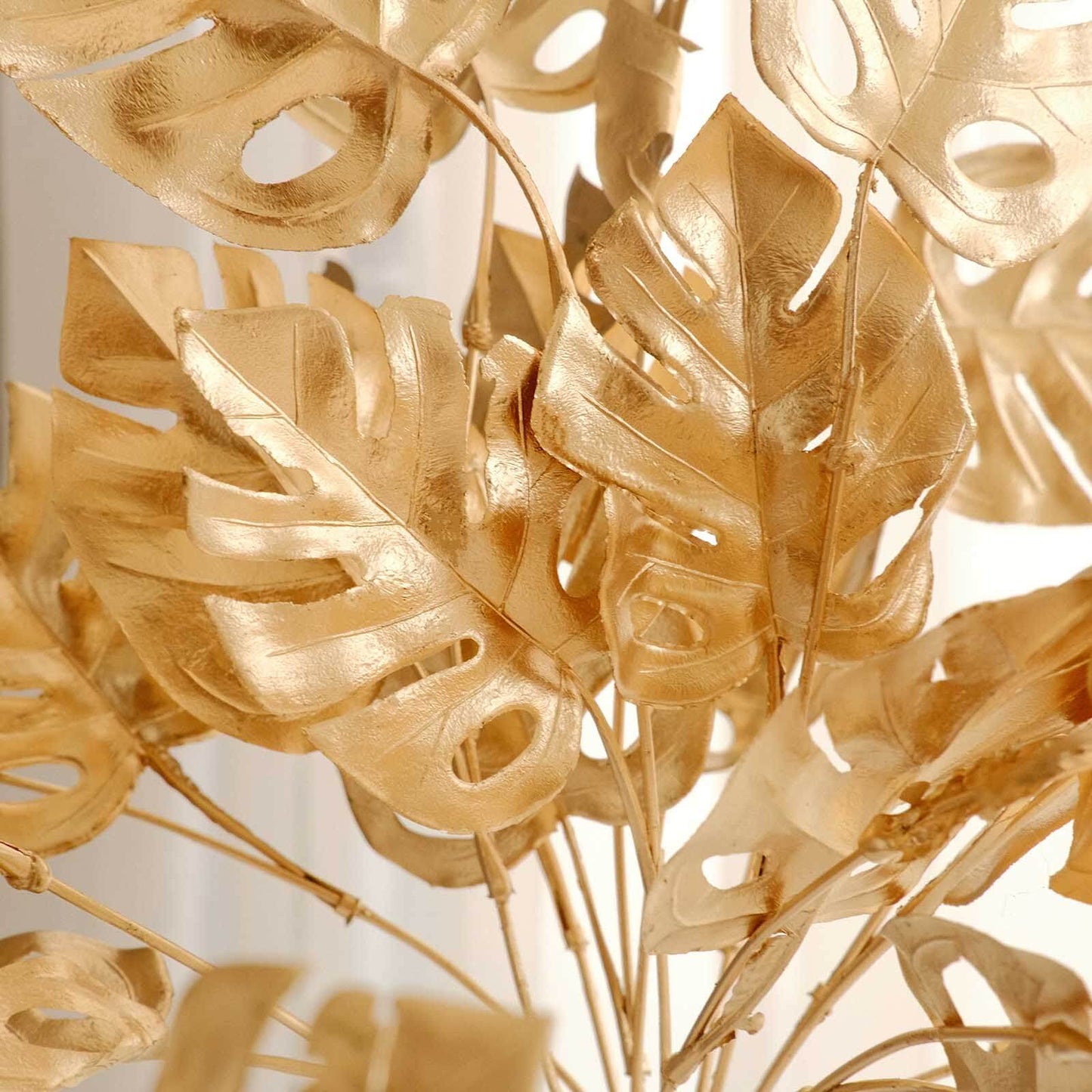 4-Pack Artificial Monstera Leaves Bushes Metallic Gold - Themed Weddings Parties & Events 14"