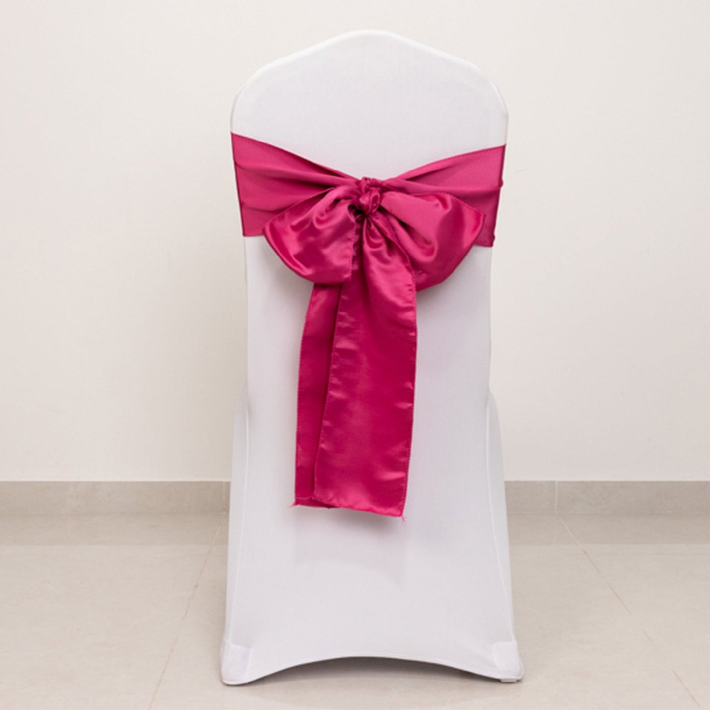 5 Pack Lamour Satin 6"x106" Chair Sashes Fuchsia - Stylish Reusable Decorative Bows