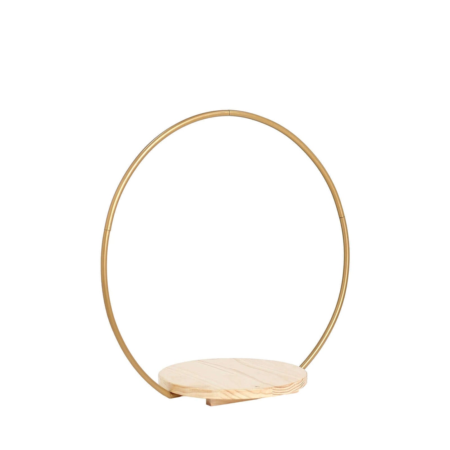 Metal Round Floral Hoop Cake Stand Gold - Chic Geometric Dessert Display DIY Centerpiece Table Decoration With Wooden Base 20"