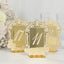 Gold Mirror Arch Acrylic Table Numbers (11-20) - 5"x7" Wedding Reception Signs with Baroque Lace Border, White Print & Stands