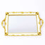 Resin Mirrored Rectangle Serving Tray 15"x10" in White with Gold Baroque Design, Stylish Decorative Vanity Tray Centerpiece