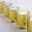 6-Pack Mercury Glass Candle Holders Gold with Honeycomb Design - Votive Candle Containers 3"