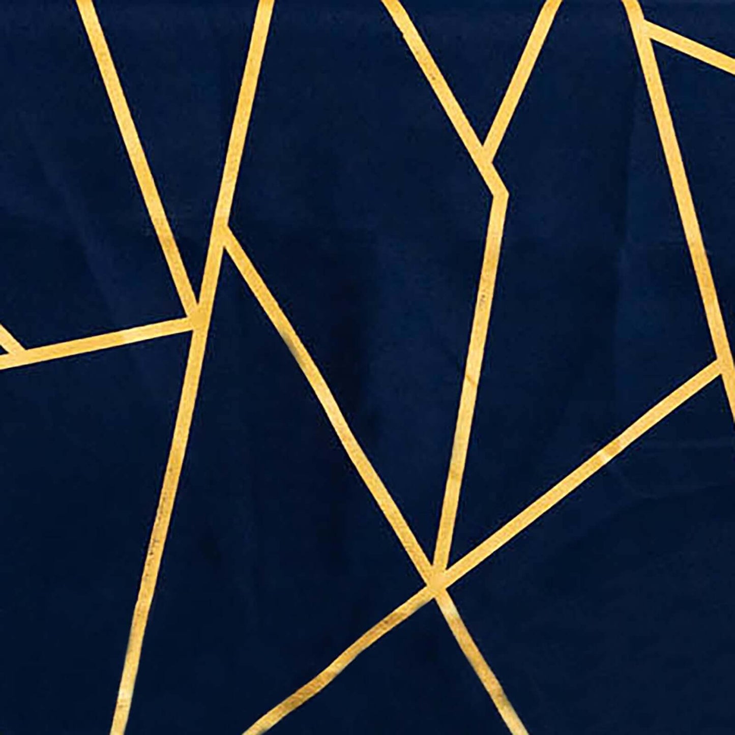 Polyester 120" Round Tablecloth Navy Blue with Gold Foil Geometric Pattern Wrinkle-Resistant Seamless Table Cover