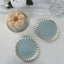 50-Pack Paper 3.5" Round Party Plates in Dusty Blue with Gold Scalloped Rim for Tapas, Appetizers & Finger Foods