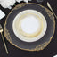 10-Pack Plastic 9" Round Dinner Plates White with Gold Swirl Rim - Disposable Party Plates