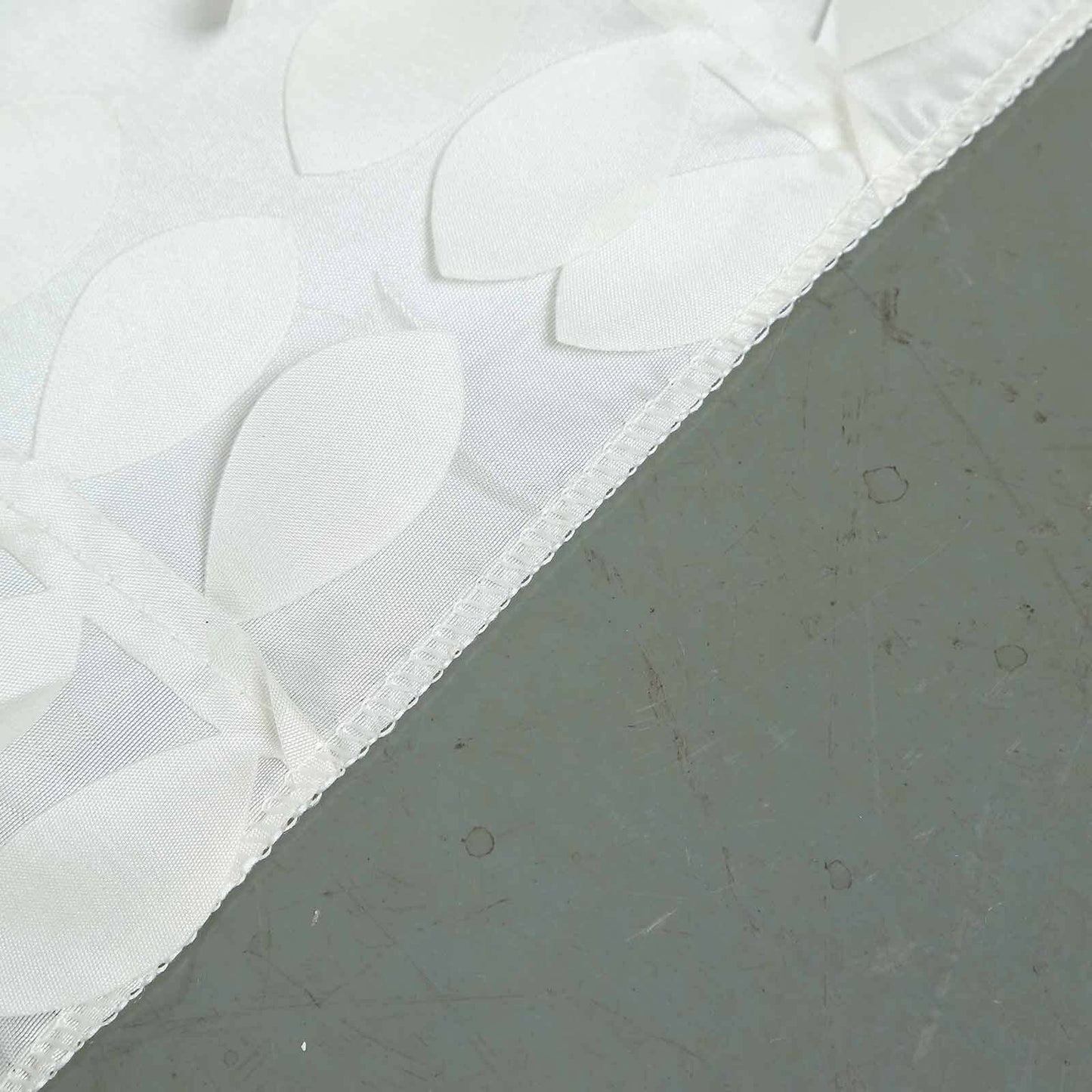 Taffeta 54"x54" Square Tablecloth Ivory 3D Leaf Petal Table Cover