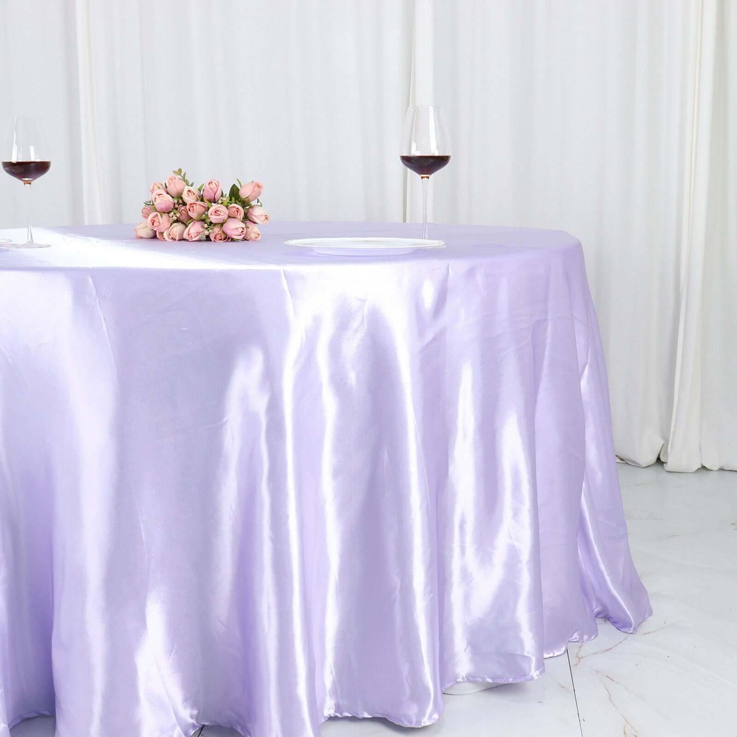 Satin 120" Round Tablecloth Lavender Lilac - Stylish Seamless Table Cover