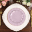10-Pack Plastic Round 6" Dessert Plates in Lavender Lilac Ruffled Rim with Gold Edging - Sturdy Disposable Salad Appetizer Dinnerware