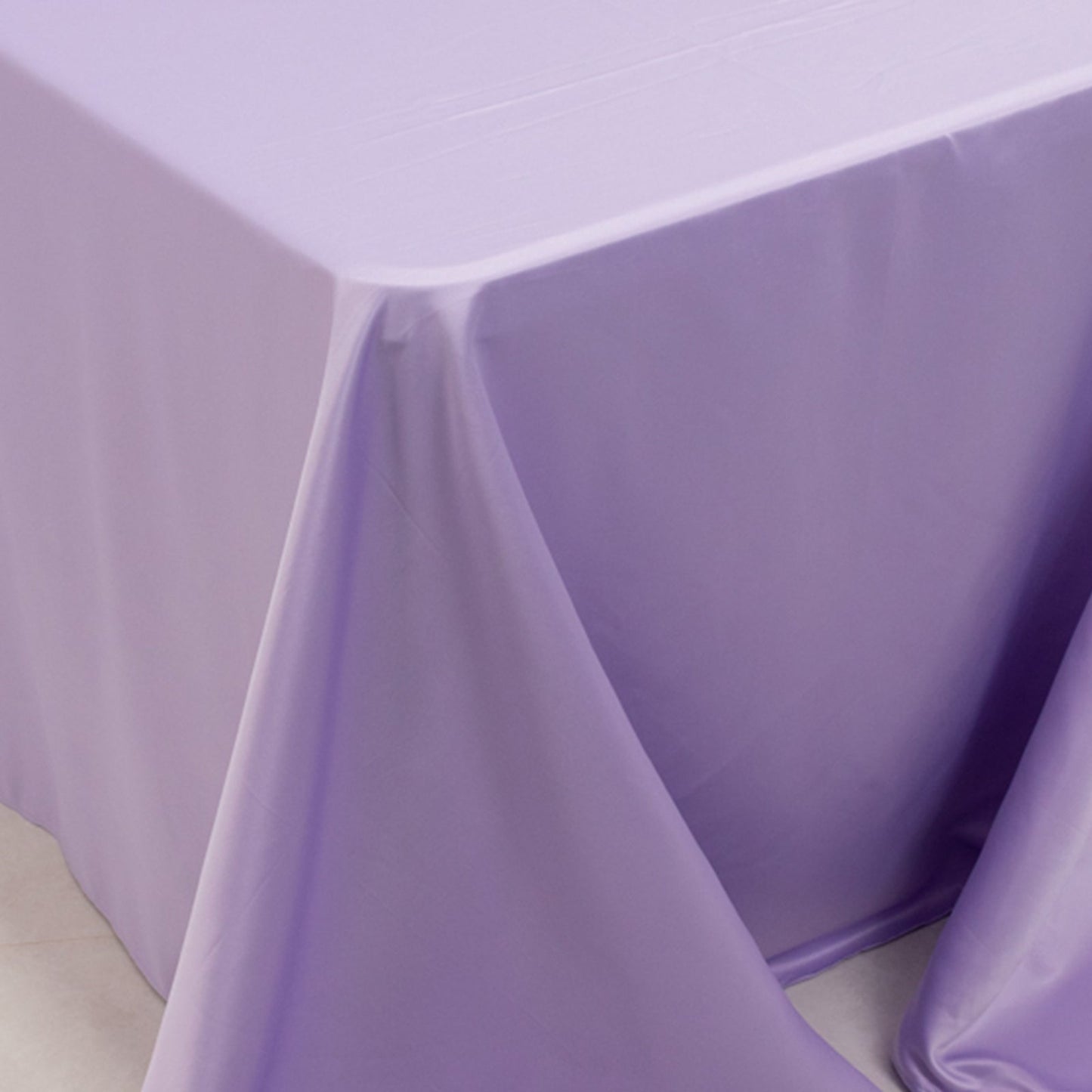 Lamour Satin 90"x156" Rectangle Tablecloth Lavender Lilac - Luxurious, Soft Seamless Table Cover