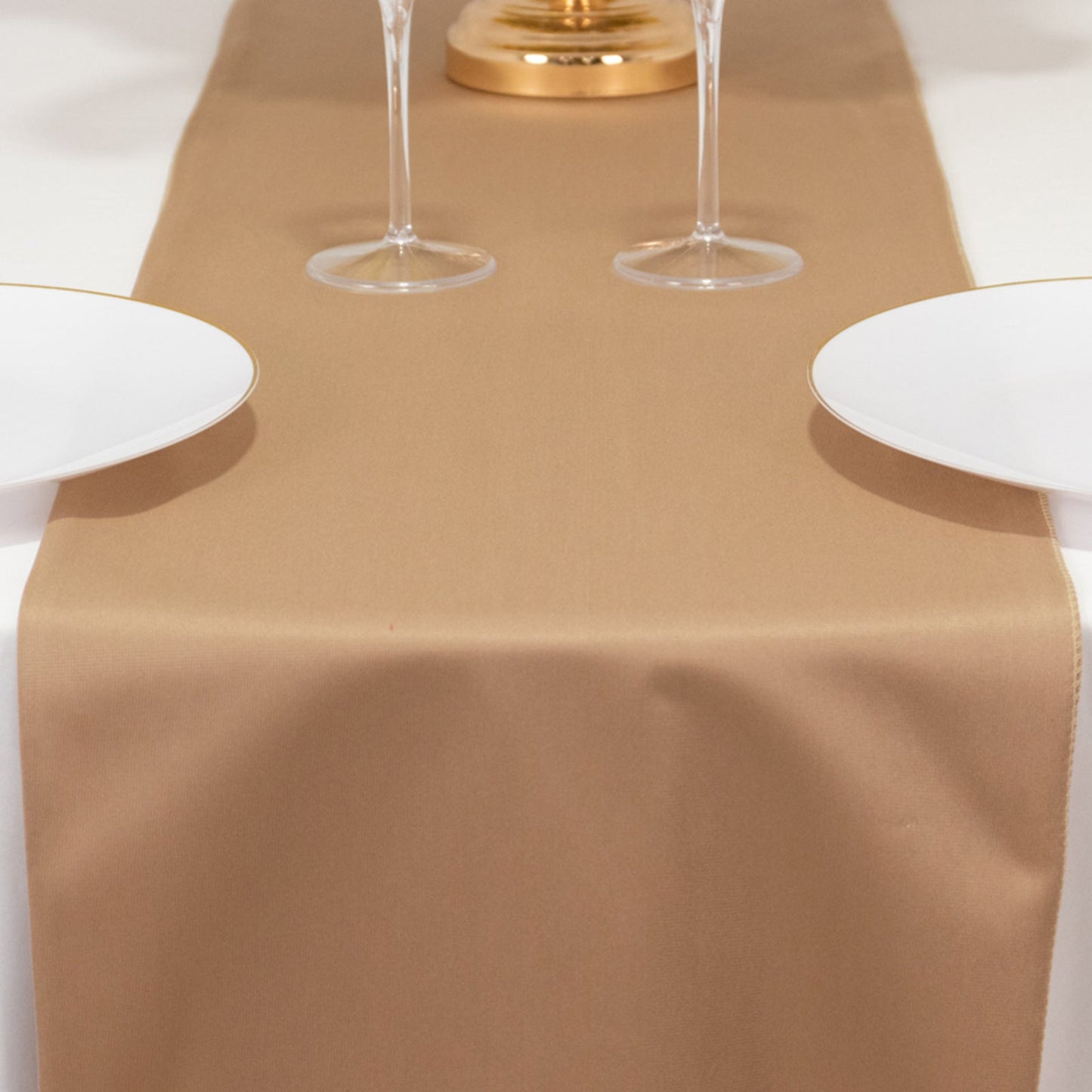 Scuba Polyester 12"x108" Table Runner Nude - Wrinkle-Free Table Linen